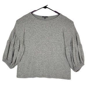 Gyft Sweater Womens M Gray Heather Pullover Top 3/4 Balloon Sleeves